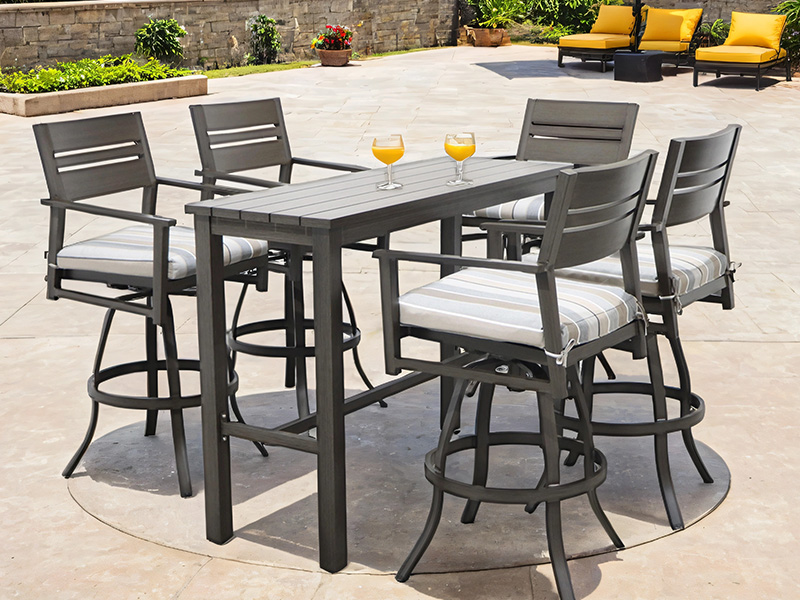 Aspect 6-delt UV-bestandig aluminium Patio Swivel Barstol Set